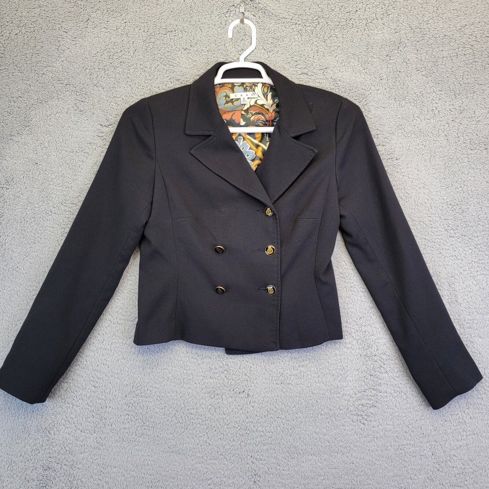 Cabi Blazer Women's Size 6 Black Double Breasted Cropped Business‎ Career Wear